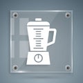 White Blender icon isolated on grey background. Kitchen electric stationary blender with bowl. Cooking smoothies