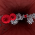 White blood cells and red blood cells ,3D rendering Royalty Free Stock Photo