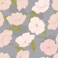 White Blossom Textile Vector Seamless Pattern.