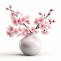 Photorealistic Cherry Blossom In Modern Ceramic Vase