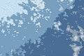 White and blue abstract background texture. Fantasy map with north shoreline, sea, ocean, ice, mountains, clouds