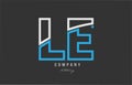 white blue alphabet letter le l e logo icon design