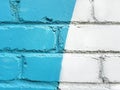 White-blue brick wall. Paint on a brick wall Royalty Free Stock Photo