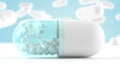 White blue capsules with a drug Royalty Free Stock Photo