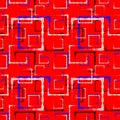 White and blue carved squares and black frames for an abstract red background or pattern Royalty Free Stock Photo