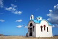 White and blue church on crete Royalty Free Stock Photo