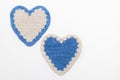 White and Blue Crochet Knitted Hearts