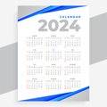 white and blue 2024 english calendar layout for new year