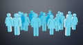 White and blue group of people icon 3D rendering