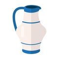 White blue jug vector icon illustration. Water jug or coffee-pot symbol in hebrew colors. Ceramic pottery container. Jar or vase