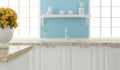 White and blue kitchen design. Royalty Free Stock Photo