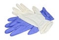 White and blue latex gloves closeup