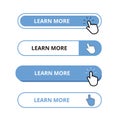 White and blue learn more bar buttons isolated on a white background Royalty Free Stock Photo