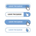White and blue leave the queue bar buttons isolated on a white background Royalty Free Stock Photo