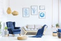 White and blue living room Royalty Free Stock Photo