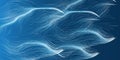 White and Blue Moving, Flowing, Stream of Glowing Particles in Curving, Wavy Lines Royalty Free Stock Photo