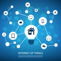 White And Blue Network Design Concept With Icons - Internet Of Things Royalty Free Stock Photo