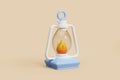 White and blue oil lamp over beige Royalty Free Stock Photo