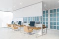 White and blue open space office corner Royalty Free Stock Photo
