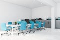 White and blue open space office corner Royalty Free Stock Photo