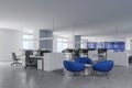 White and blue open space office with lounge Royalty Free Stock Photo