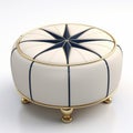 White And Blue Round Ottoman 3d Model With Naive Charm