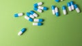 White-blue pills on a general background Royalty Free Stock Photo