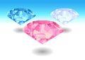 White, blue and pink diamonds