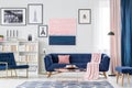 White and blue living room Royalty Free Stock Photo
