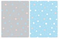 Simple Hand Drawn Irregular Dots Seamless Vector Patterns. Royalty Free Stock Photo