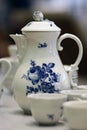 White blue porcelain coffee pot stillife Meissen Royalty Free Stock Photo