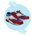 White blue red black sneakers