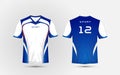 White, Blue and red lines pattern sport football kits, jersey, t-shirt design template