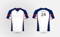 White, Blue and red pattern sport football kits, jersey, t-shirt design template. Royalty Free Stock Photo