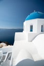 The Blue Dome church Santorini island Royalty Free Stock Photo