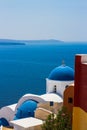 White-blue Santorini - view of caldera with domes Royalty Free Stock Photo