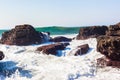 Blue Sea Water Waves Rocks Royalty Free Stock Photo