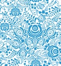 White and blue seamless pattern in Russian style