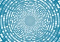 White blue small square dots abstract circular background