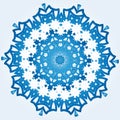 decagonal blue and white snowflake on light blue gradient background Royalty Free Stock Photo