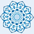 decagonal blue and white snowflake on light blue gradient background Royalty Free Stock Photo