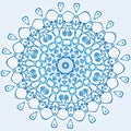 decagonal blue and white snowflake on light blue gradient background Royalty Free Stock Photo