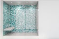 White and blue tile shower stall Royalty Free Stock Photo