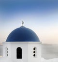 White and blue traditional church in Santorini