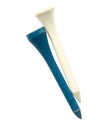 White and a blue wooden tee - isolated Royalty Free Stock Photo
