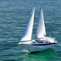 White-blue yacht by Generative AI