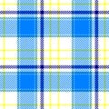 White Blue Yellow Color Check Diamond Tartan Plaid Fabric Seamless Pattern Texture Background