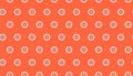 Cute simple geometric floral seamless fabric pattern White, blue and yellow polka dot flowers on an orange background Royalty Free Stock Photo
