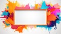white board in the center of a colorful vibrant frame with splashes