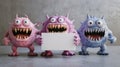 A white board held by three monsters conveys a message emphasizing the value of teamwork and friendship Royalty Free Stock Photo